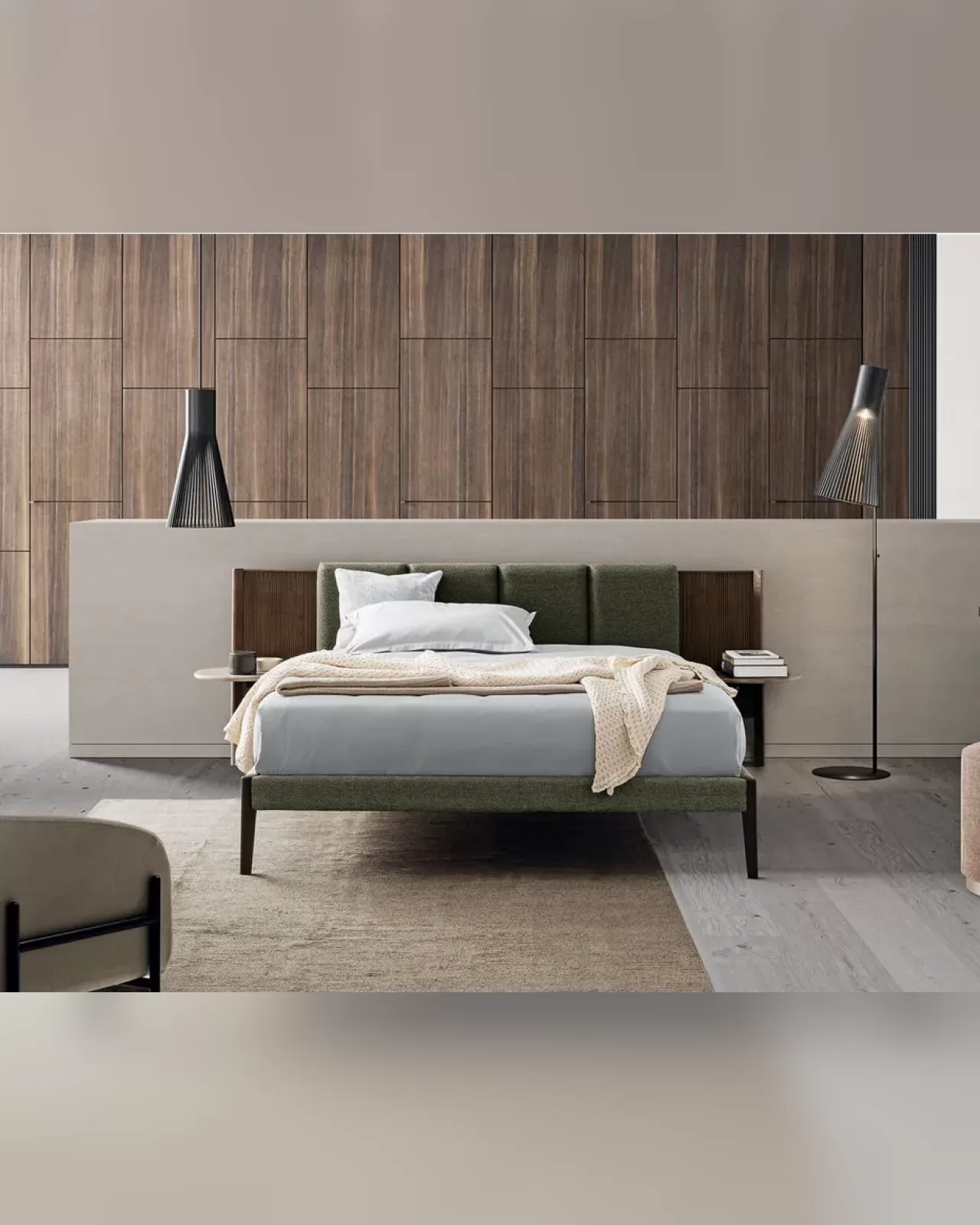 Millerighe Bed, Dall'Agnese upholstered bed made in Italy