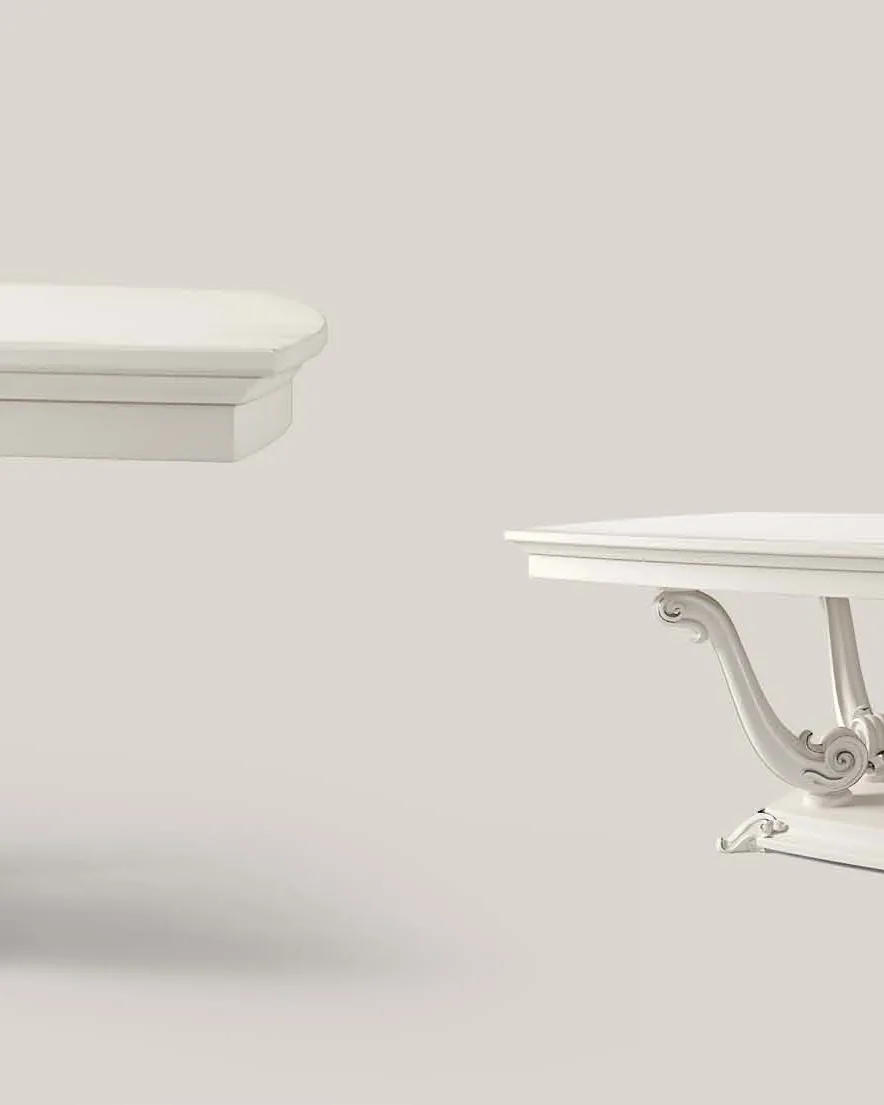 Opera Carved Barrel-Top Table with Two 50 cm Leaves, closed 220 cm by Francesco Pasi, Opera collection