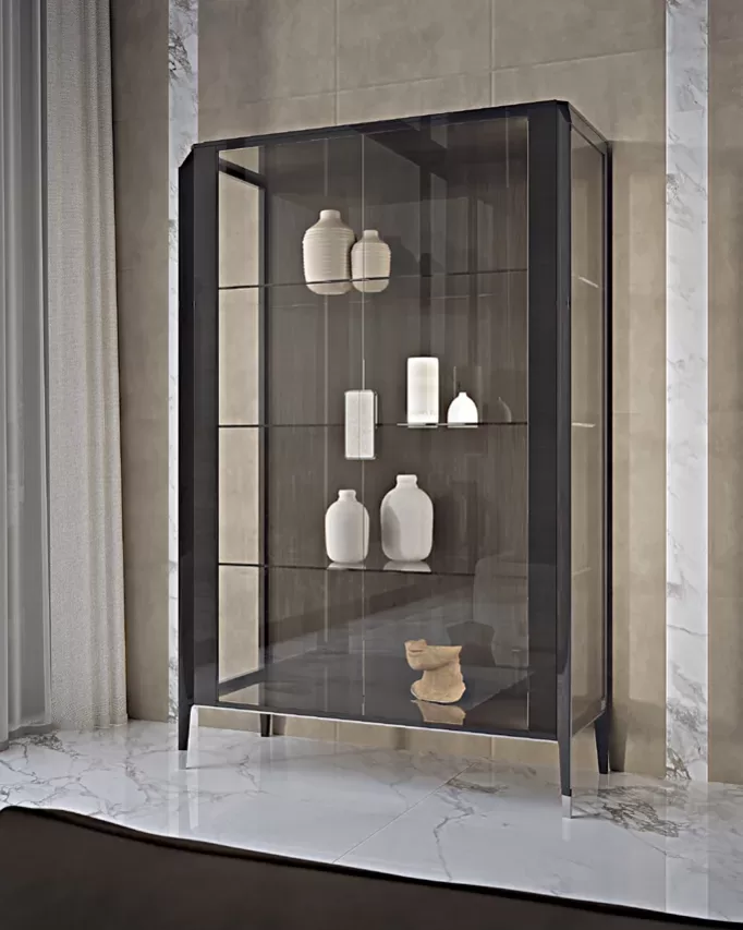 Icon Glass Cabinet, 2 Doors, with LED Lights by Francesco Pasi, Icon collection