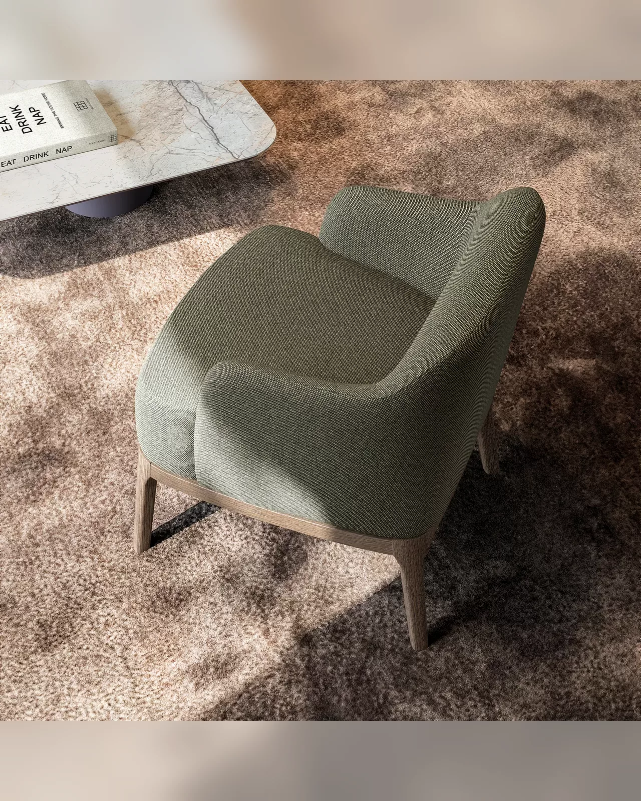 Gulp Lounge Armchair by Dall'Agnese, a lounge chair on an oak or walnut base