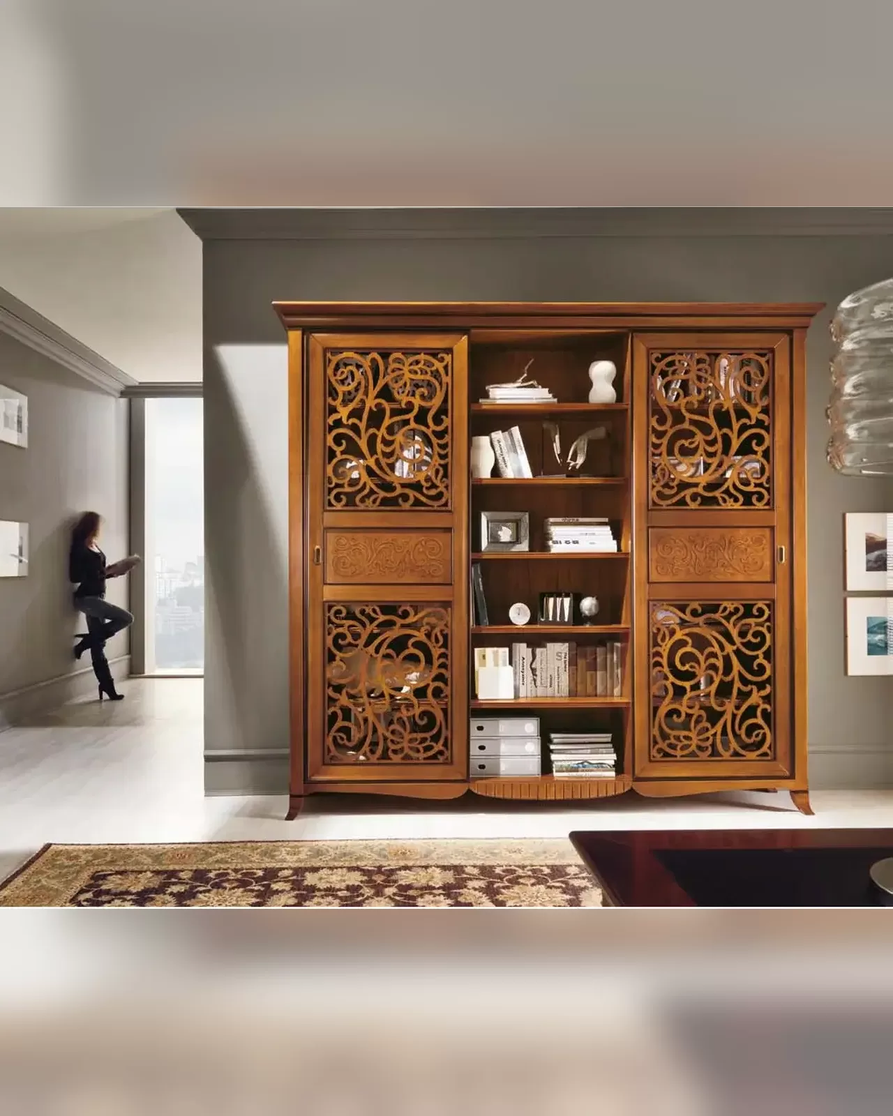 New Deco Bookcase, Sliding Fretwork Doors by Francesco Pasi, bookcase for a home office