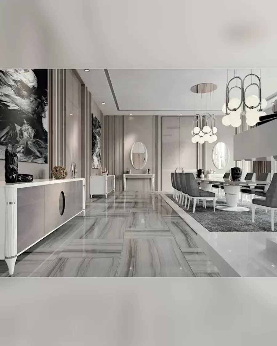 Ellipse Sideboard with Marble Oval by Francesco Pasi, sideboard in the finish of the dining chairs