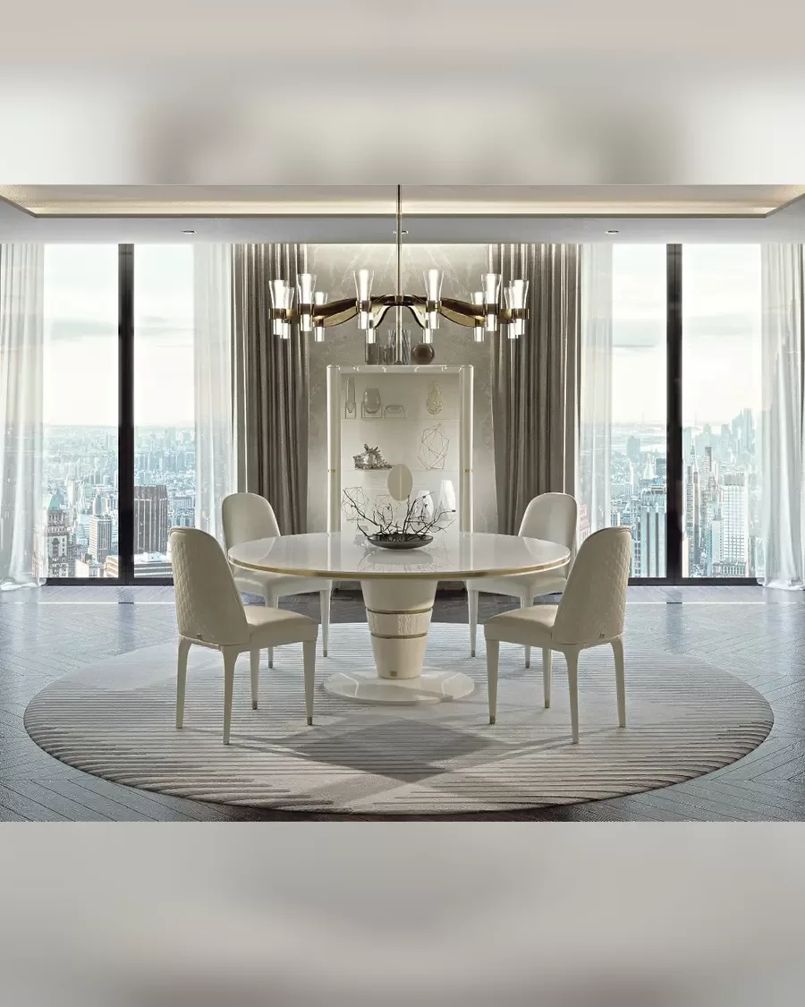Ellipse Upholstered Dining Chair by Francesco Pasi, leather chair for a modern dining table