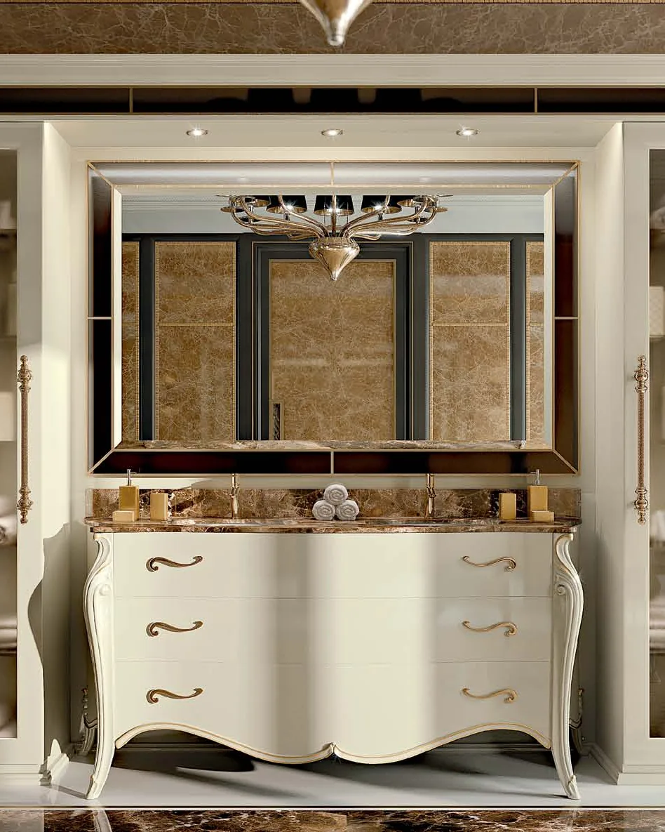 Opera Double Bathroom Cabinet by Francesco Pasi, carved cabinet in the Opera finishes