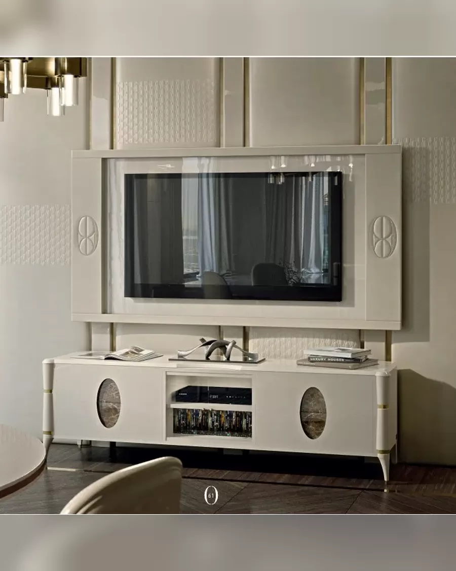 Ellipse TV Base with Marble Ovals by Francesco Pasi, luxury living room furniture