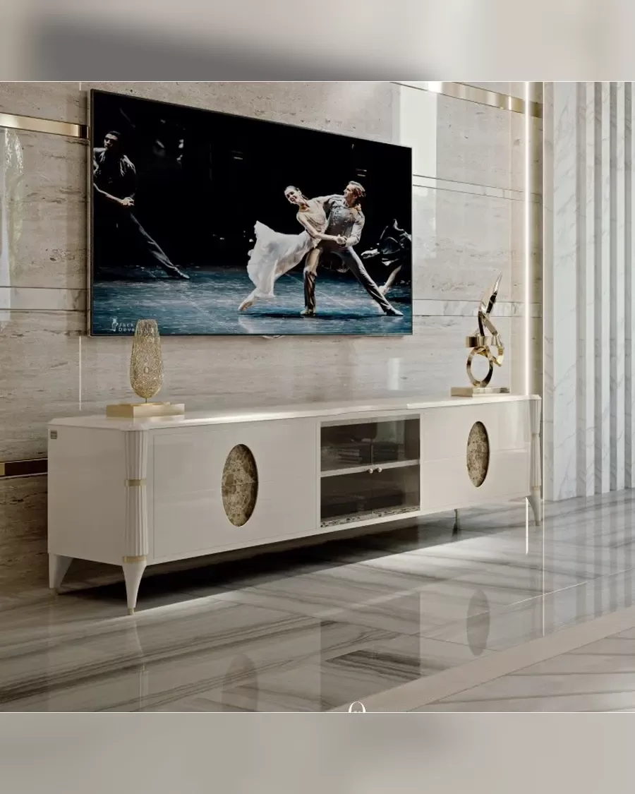 Ellipse TV Base with Marble Ovals by Francesco Pasi, modern style furniture