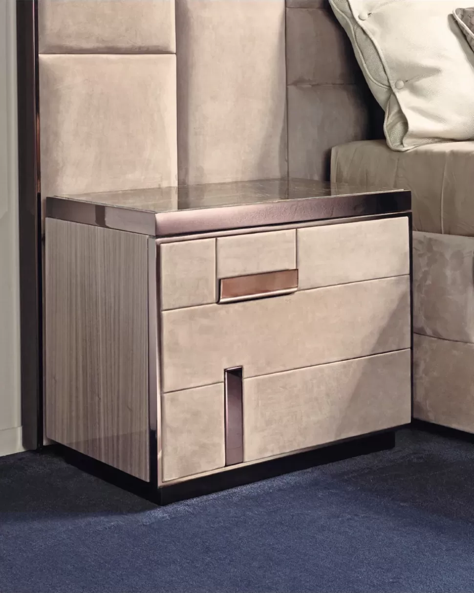 Cromo Nightstand, high end nightstand made to order in Italy
