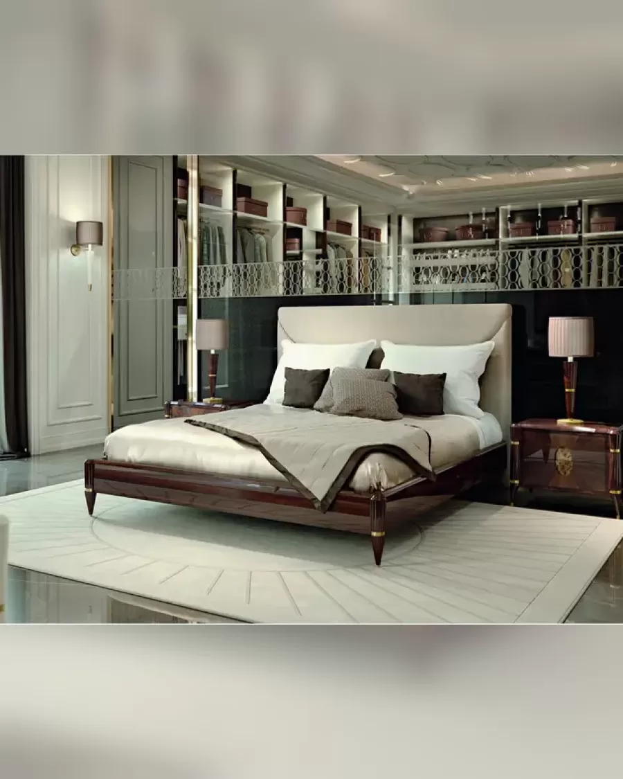 Ellipse Upholstered Bed, bed between a pair of luxury bedside tables