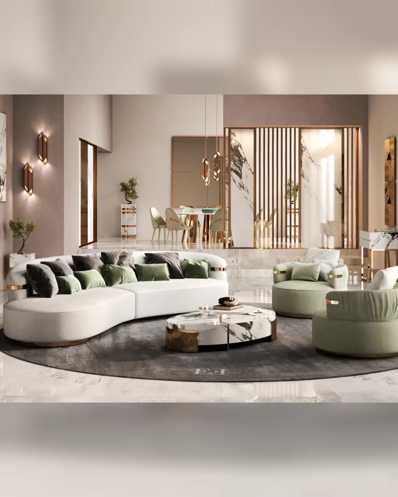 Florite Sofa by Epoque, curved Italian sofa