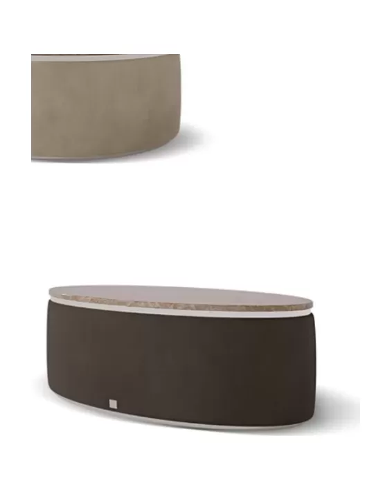 Icon Upholstered Oval Coffee Table by Francesco Pasi, to pair with an Italian leather sofa