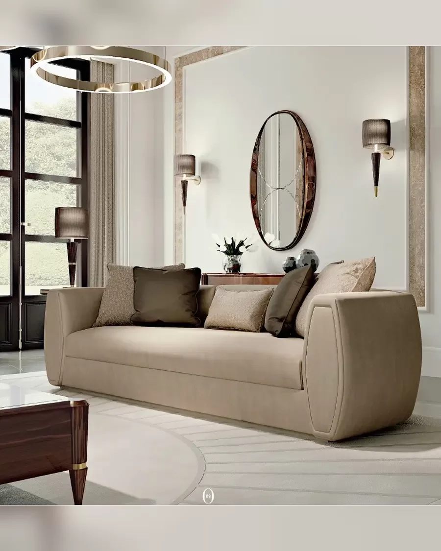 Ellipse Sofa with Rounded Arms by Francesco Pasi, Italian leather sofa