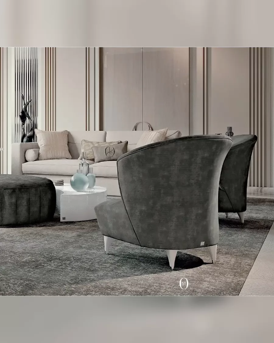 Ellipse Sofa with Straight Arms by Francesco Pasi, to pair with a velvet sofa