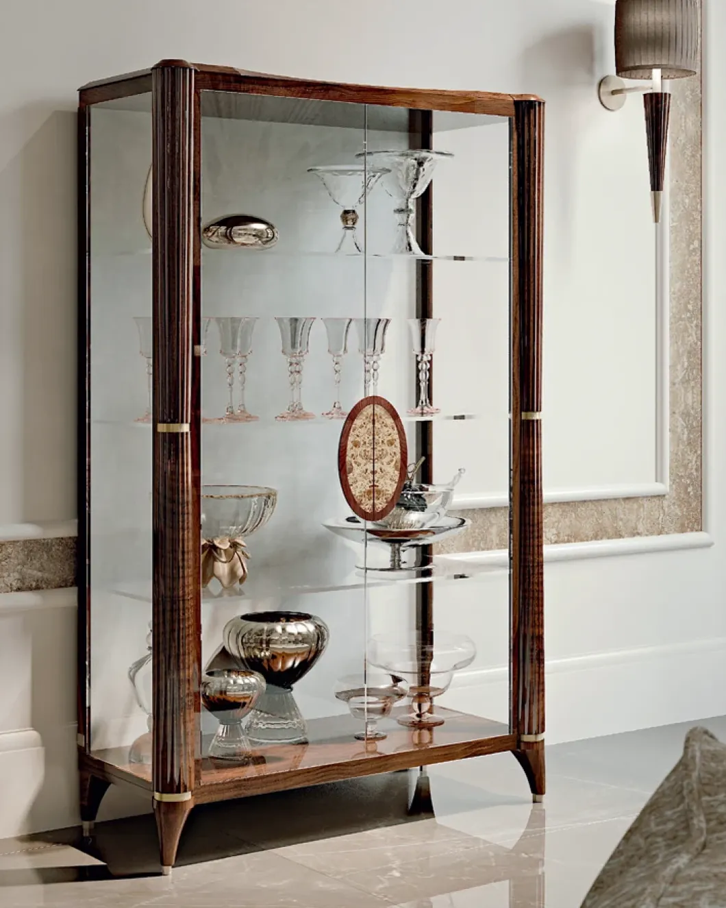 Ellipse Two-Door Glass Cabinet, Living Room Furniture, by Francesco Pasi