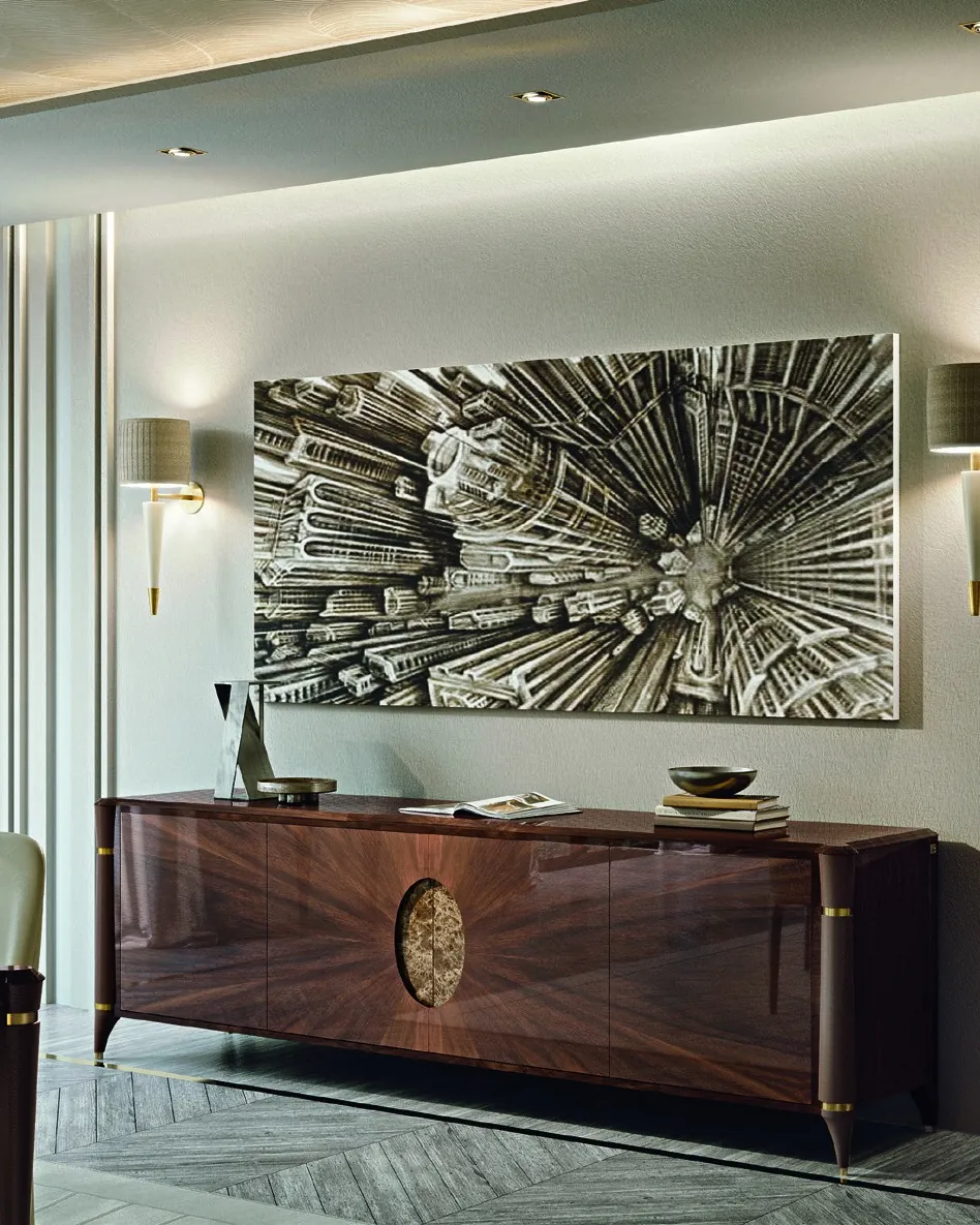 Ellipse Sideboard with Marble Oval, Living Room Furniture, by Francesco Pasi