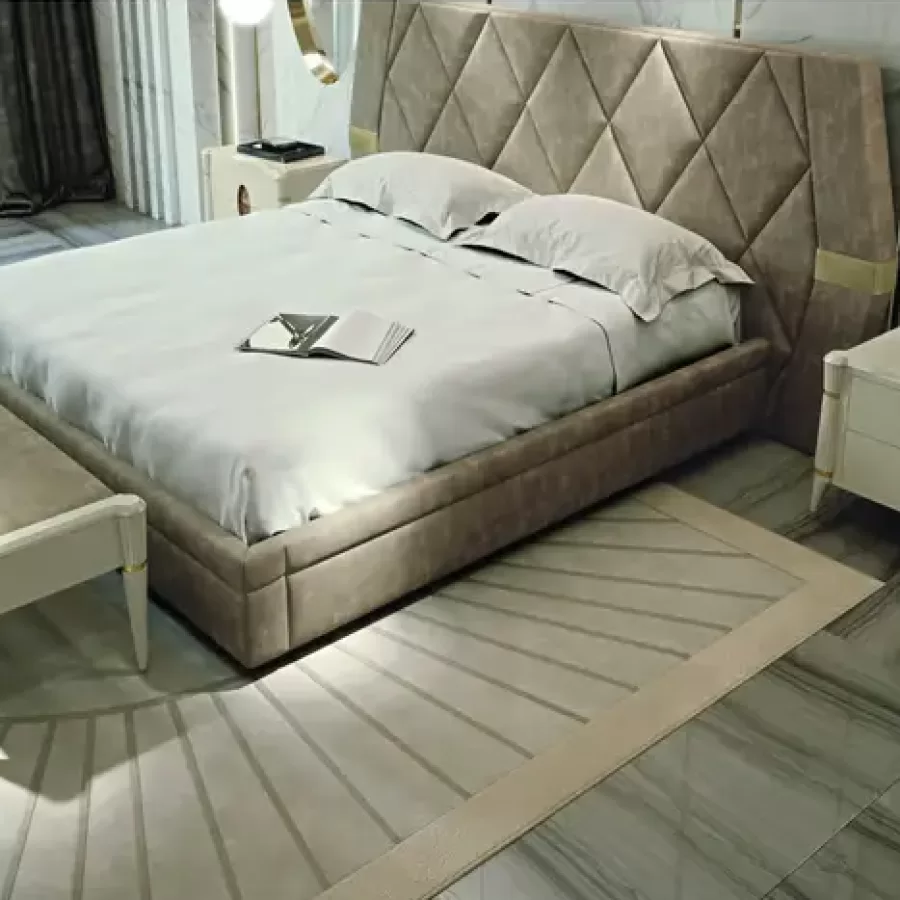 Ellipse Bed with Quilted Headboard by Francesco Pasi, luxury bed, for a 180 x 200 cm mattress