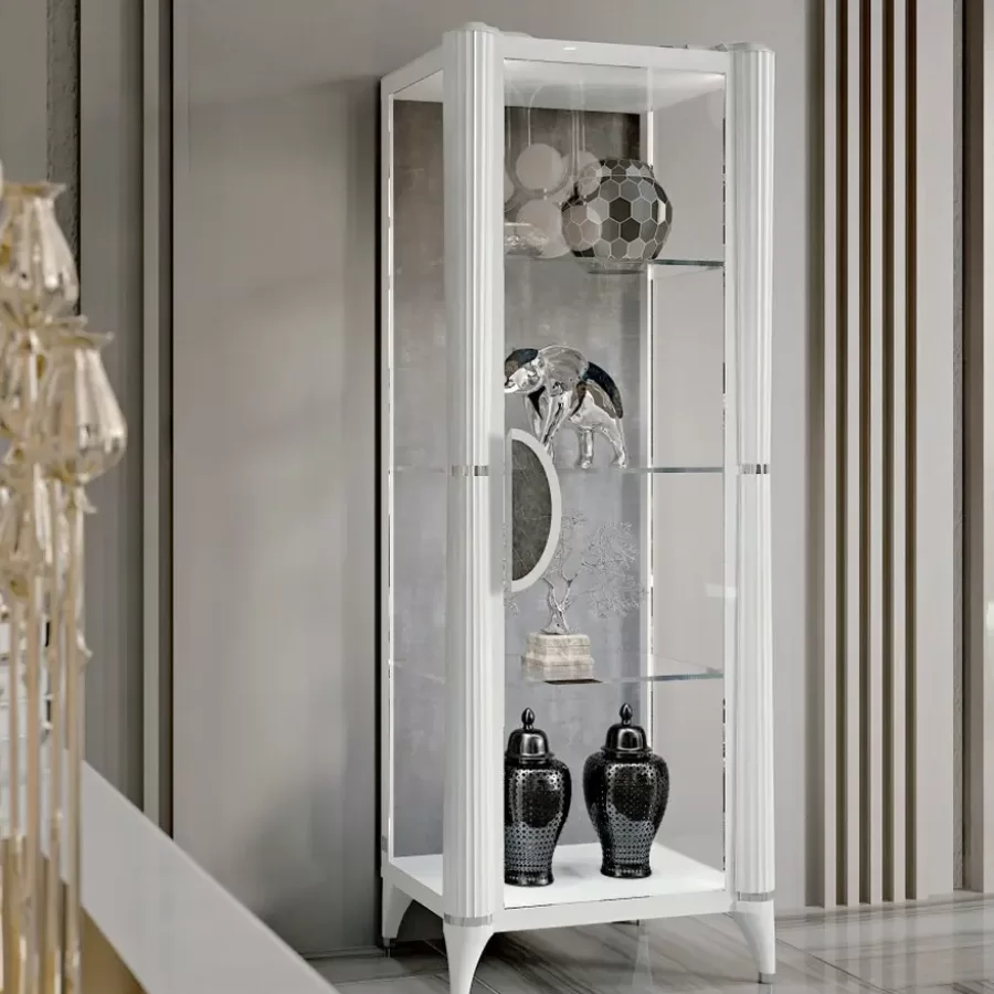 Ellipse One-Door Glass Cabinet by Francesco Pasi, living room cabinet, 73 cm wide