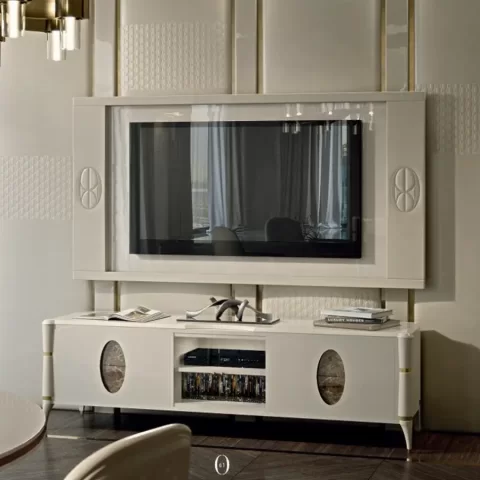 TV Units, Ellipse TV Base with Marble Ovals by Francesco Pasi