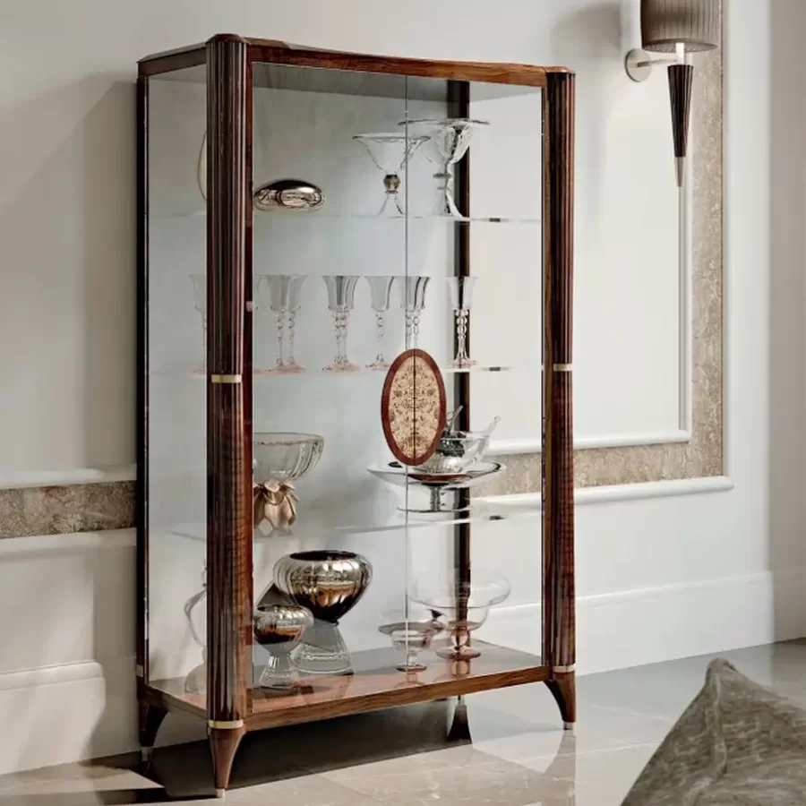 Ellipse Two-Door Glass Cabinet by Francesco Pasi, living room display cabinet, 113 cm wide
