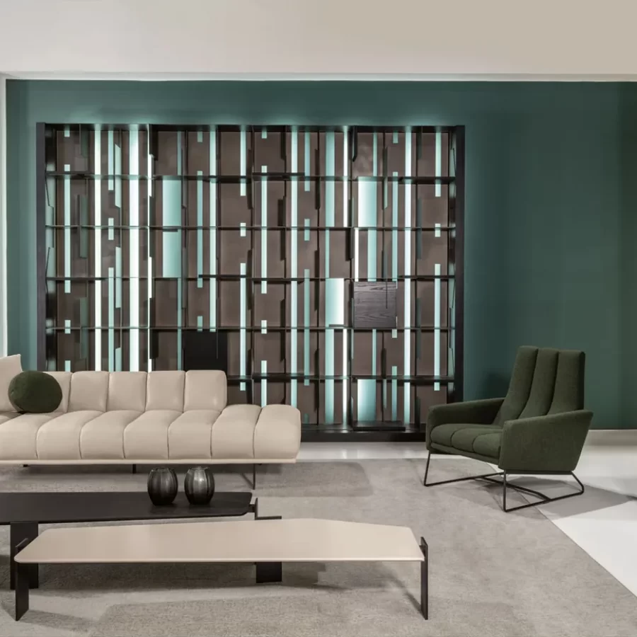 Blockbau Modular Sofa by Cantori, Italian furniture company for the living room, with chaise longue