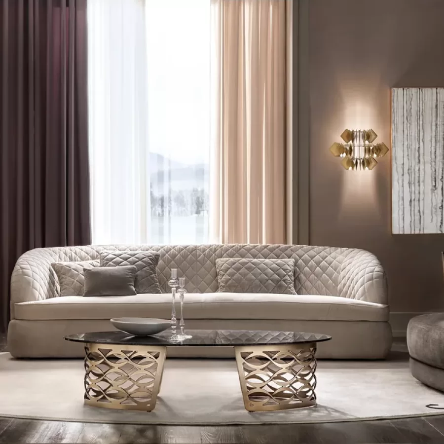 Isidoro Oval Coffee Table by Cantori, luxury living room furniture, marble top