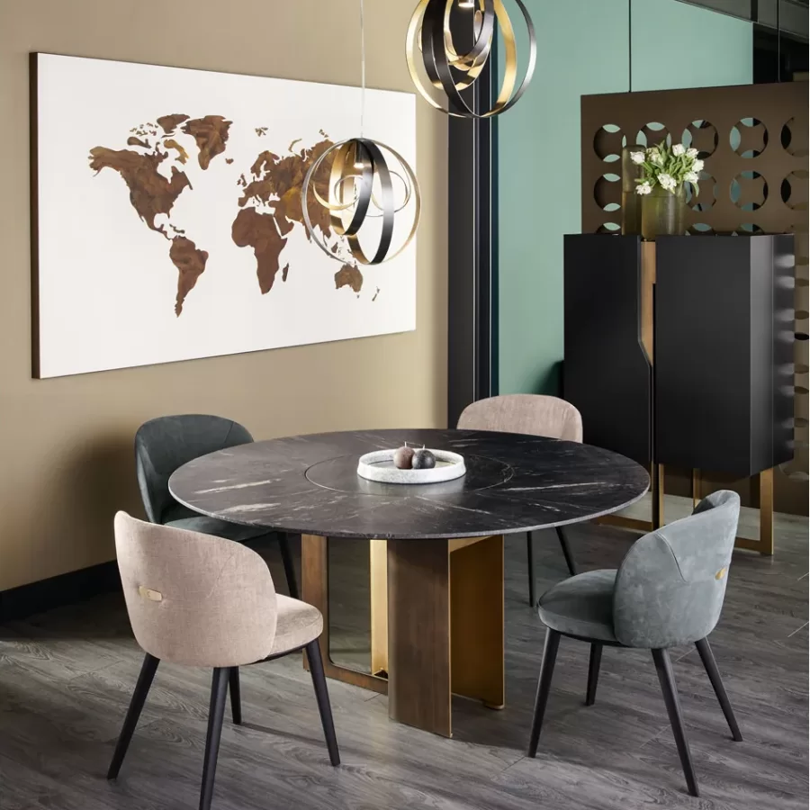 Mirage Round Dining Table by Cantori, luxury Italian furniture for the dining room, marble top