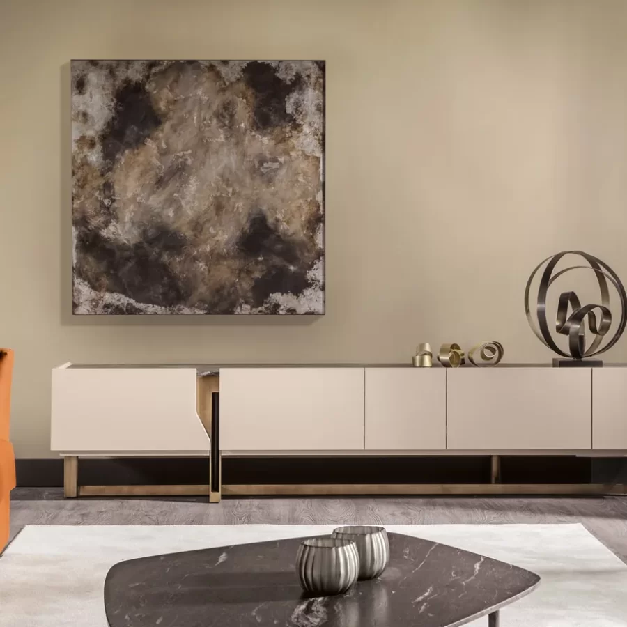Mirage TV Unit by Cantori, Italian furniture company for the living room, marble top
