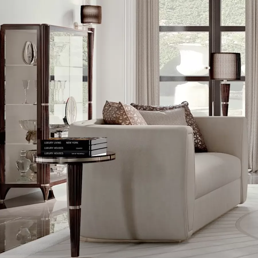Ellipse Round Side Table by Francesco Pasi, side table beside a coffee table