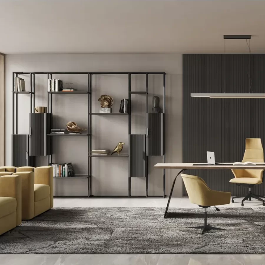 Merak Desk by Epoque, luxury Italian furniture for the home office, in leather