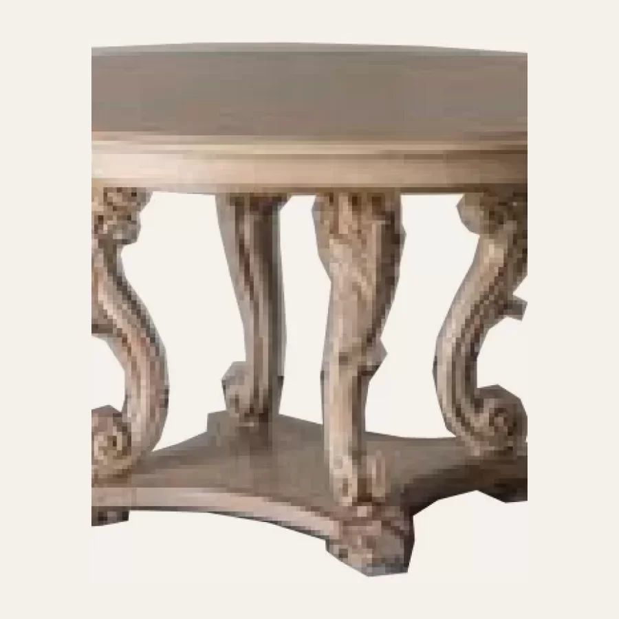 Gran Guardia Round Table with Carved Legs by Francesco Pasi, traditional dining table, made to order in Italy