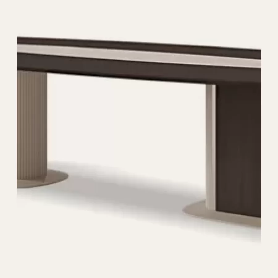 Icon Barrel-Shaped Table, Double Base by Francesco Pasi, exclusive furniture for the dining room, marble top
