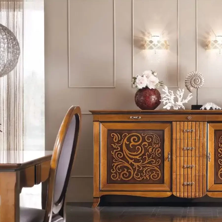 New Deco Sideboard with Natural Bicolor Panels by Francesco Pasi, buffet cabinet, 212 cm wide