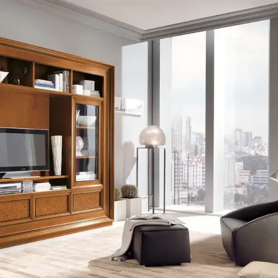 New Deco Wall Unit, Sliding Glass Doors by Francesco Pasi, TV unit with storage, 288 cm wide