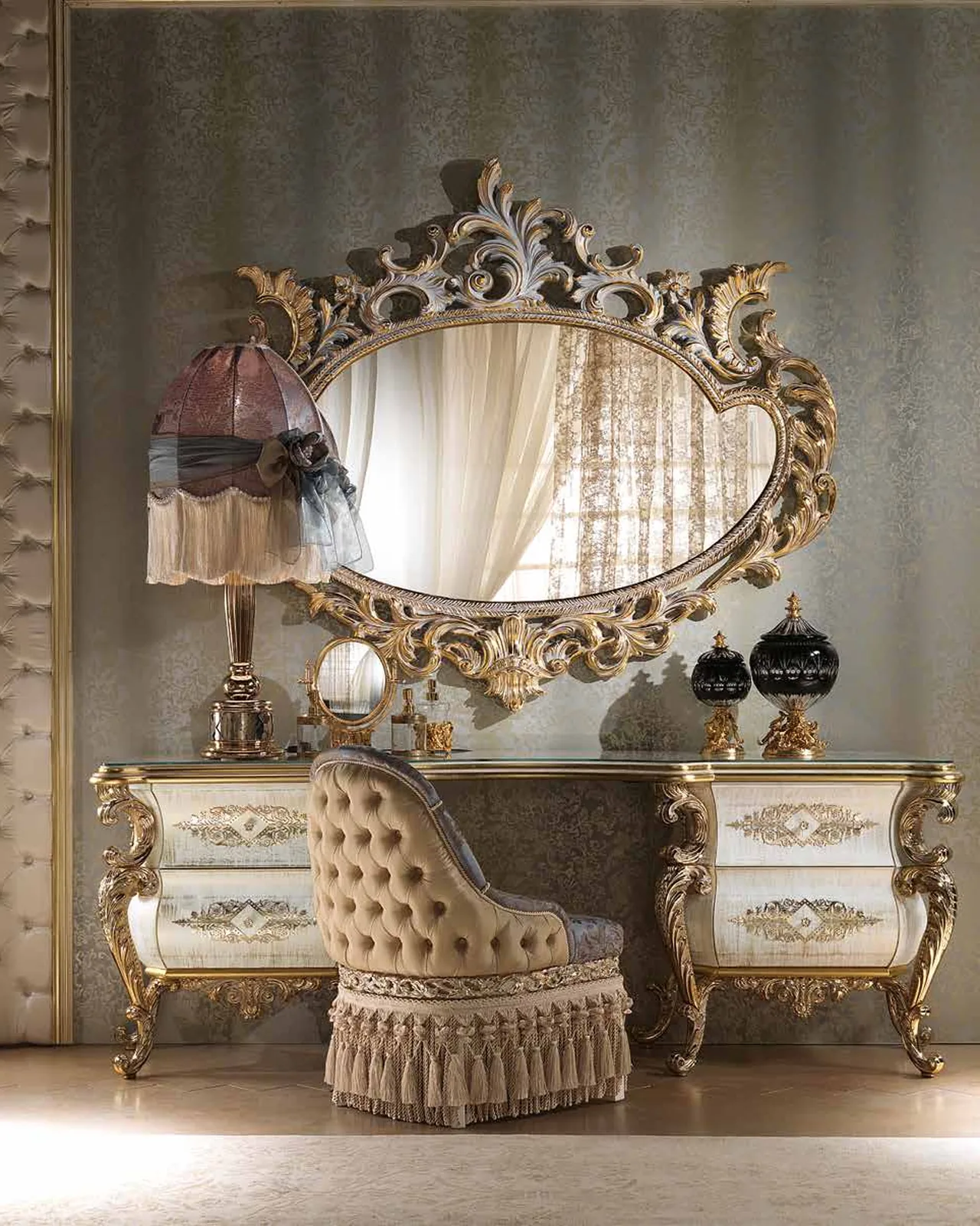 Aida Small Armchair AD005, Cappelletti Aida collection, classic Italian armchair in a classic bedroom setting, photo 1 of 3