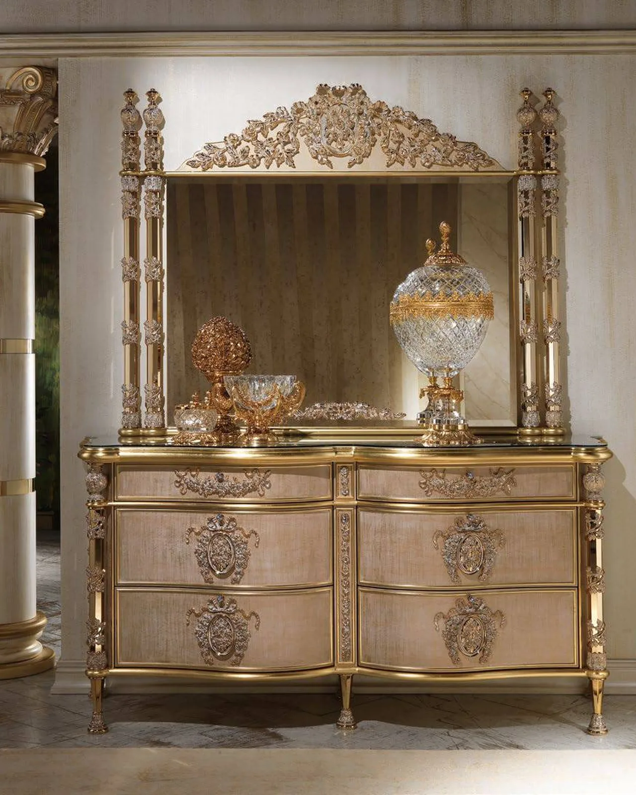 Royal Sideboard RY038, Cappelletti Royal collection, classic Italian sideboard in a classic dining room setting, photo 2 of 4