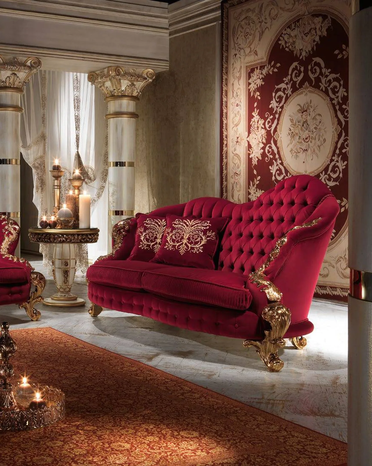 Royal Two-Seater Sofa with Side Arm RY172/AS, Cappelletti Royal collection, classic Italian sofa in a classic living room setting, photo 1 of 3