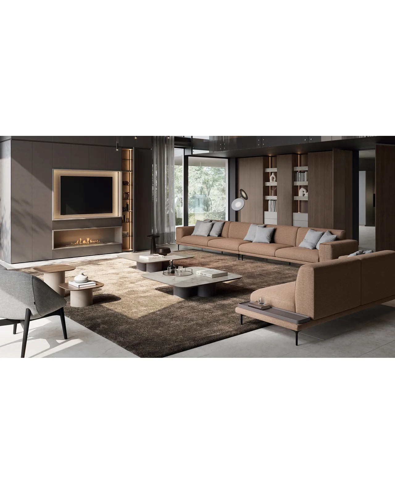 Electric Fireplace Unit by Dall'Agnese, in a living room setting, full view, photo 2 of 2, Nobili Design catalog