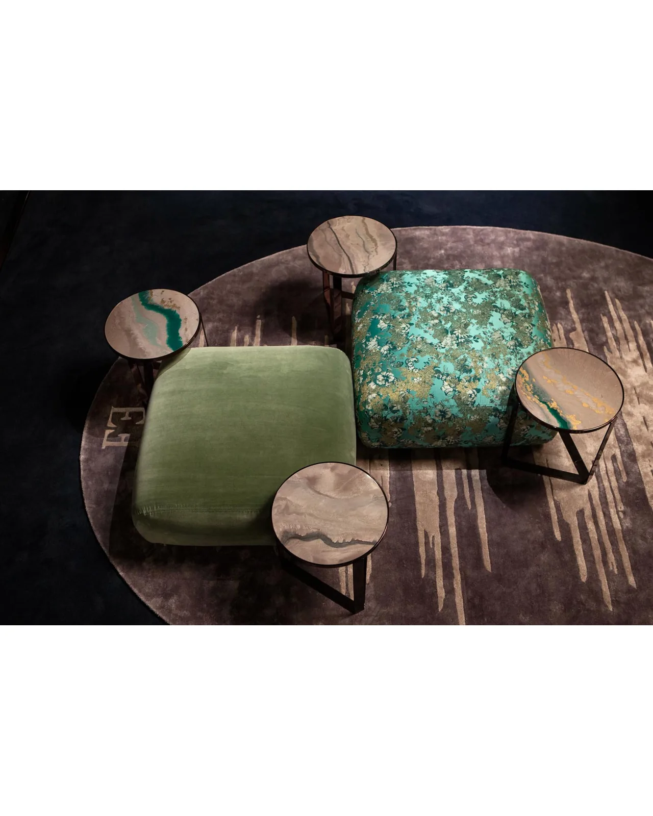 Rutenio Pouf by Epoque, Exence collection, luxury Italian pouf in a contemporary living room interior, photo 2 of 4