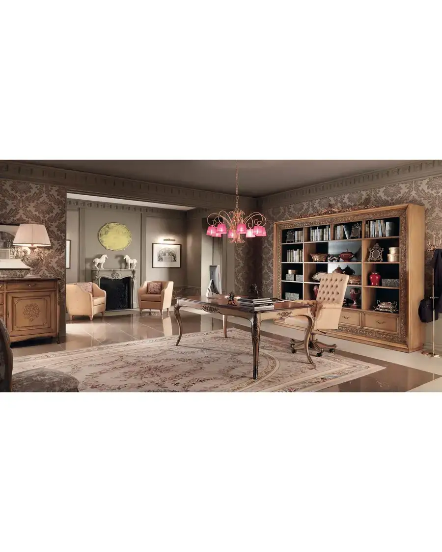 Gran Guardia Bookcase 2035 by Francesco Pasi, Venetian carved furniture for the living room