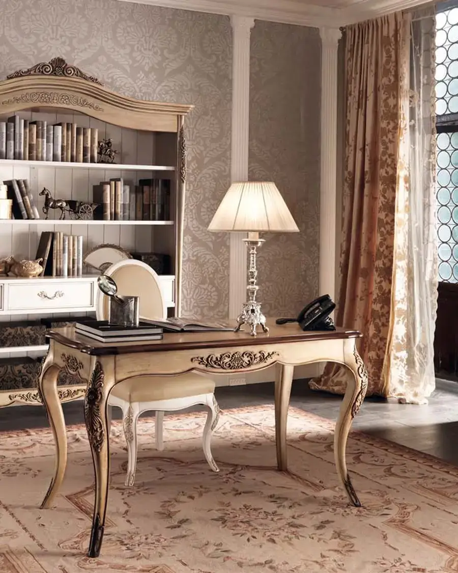 Gran Guardia Desk 2041 by Francesco Pasi, hand-carved cherry furniture for the living room