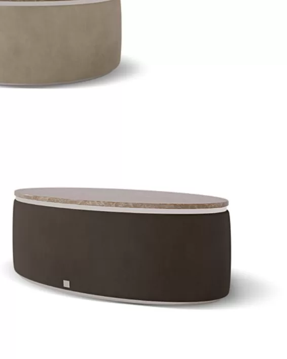 Icon Upholstered Oval Coffee Table by Francesco Pasi, luxury living room furniture, marble top