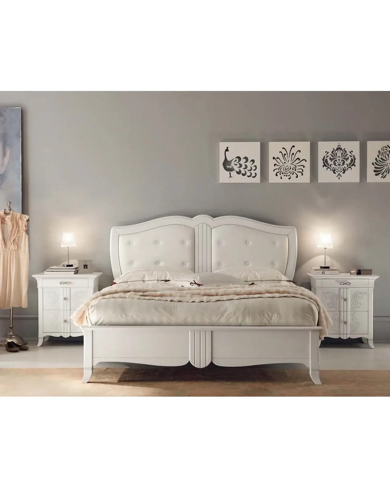 New Deco Bed with Buttoned Leather Headboard by Francesco Pasi, art deco furniture for the bedroom