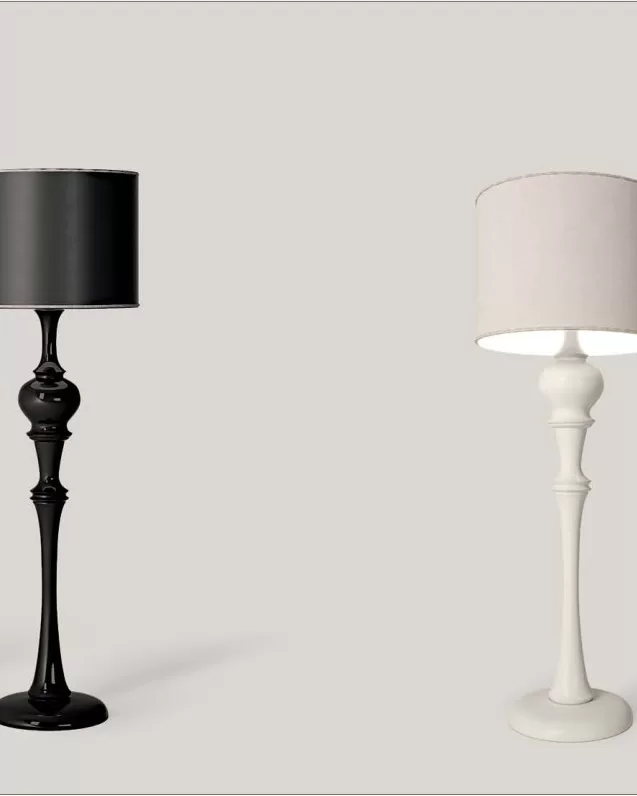 Lampada da terra Opera, 180 cm, di Francesco Pasi, mobili in ciliegio intagliato per il soggiorno