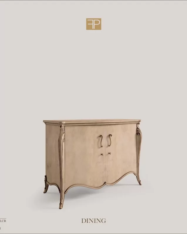 Credenza sagomata Opera, ante lisce, 2 ante, di Francesco Pasi, mobili in ciliegio intagliato per il soggiorno