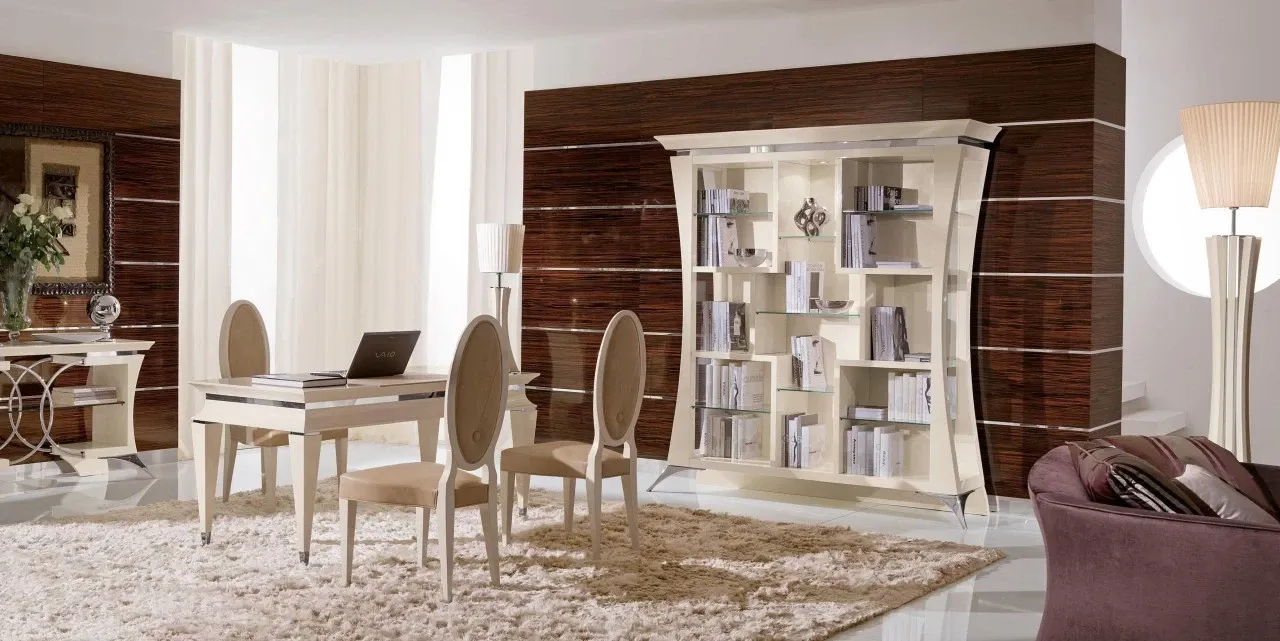 Libreria Charme di Redeco, mobile libreria con un ritmo pulito dei ripiani