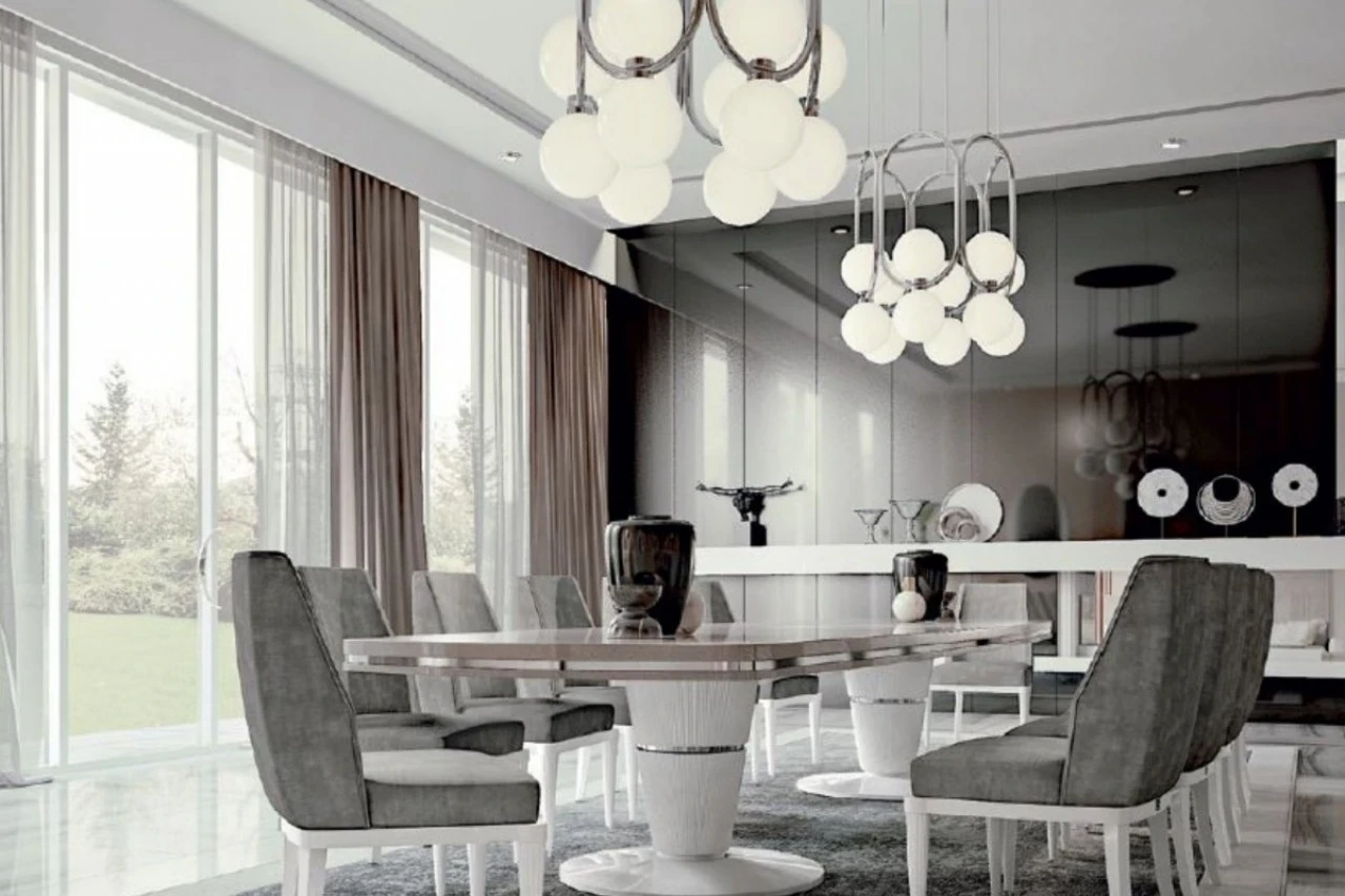 Italian dining room furniture with tables chairs sideboards and display cabinets